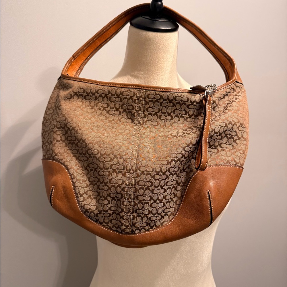 NEW Coach Brown and Tan Hobo Mini C Shoulder Bag 6617 Vintage w/tag